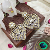 Vriksham Elegant Traditional Heart Shaped Kundan Earrings With Floral Design Earrings-G20148